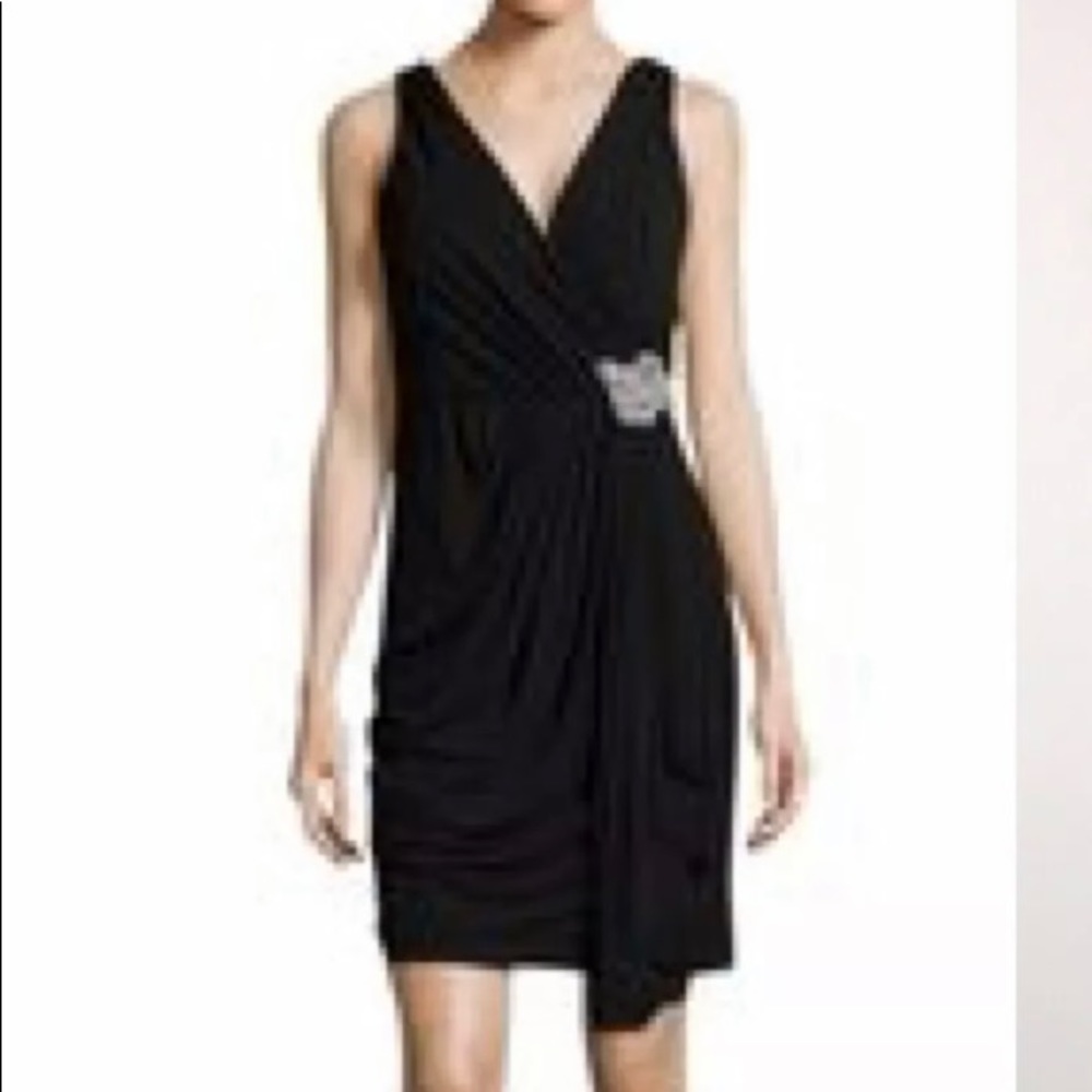 NWT BADGLEY MISCHKA Black Rhinestone Dress SZ 4